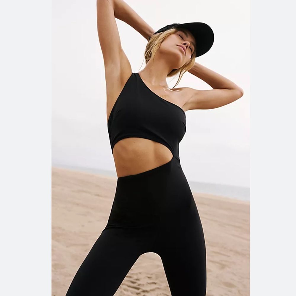 NWT Revolve Free People Movement Transcend Limits Onesie Black One Shoulder